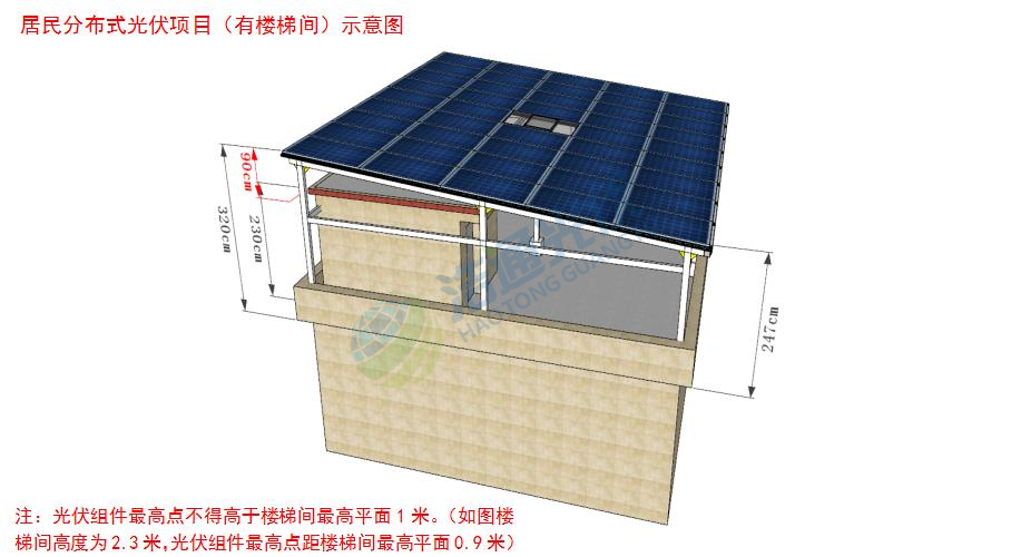 居民分布式光伏项目(有楼梯间)安装示意图