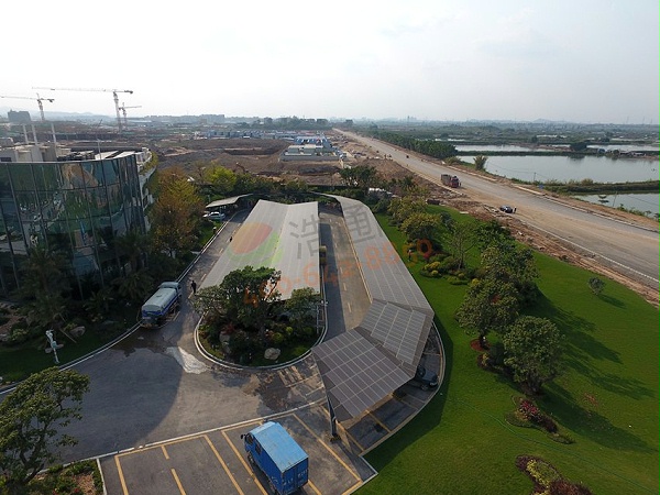 惠州碧桂圆潼湖科技小镇产业发展中心205.56KW太阳能光伏发电项目-车棚图